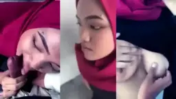 Ukhti Berjilbab Merah Mengucurkan Mani Ke Dalam Mulut