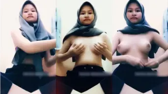 Fazreen Hijab Kerudung Abu Pamer Dada Besar Montok